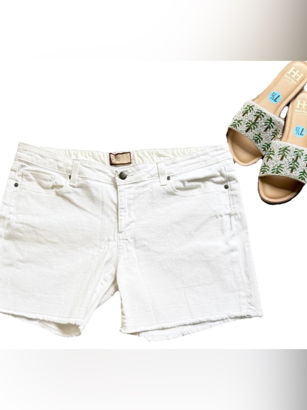 PAIGE White Denim Jean Raw Hem Shorts 31 Summer